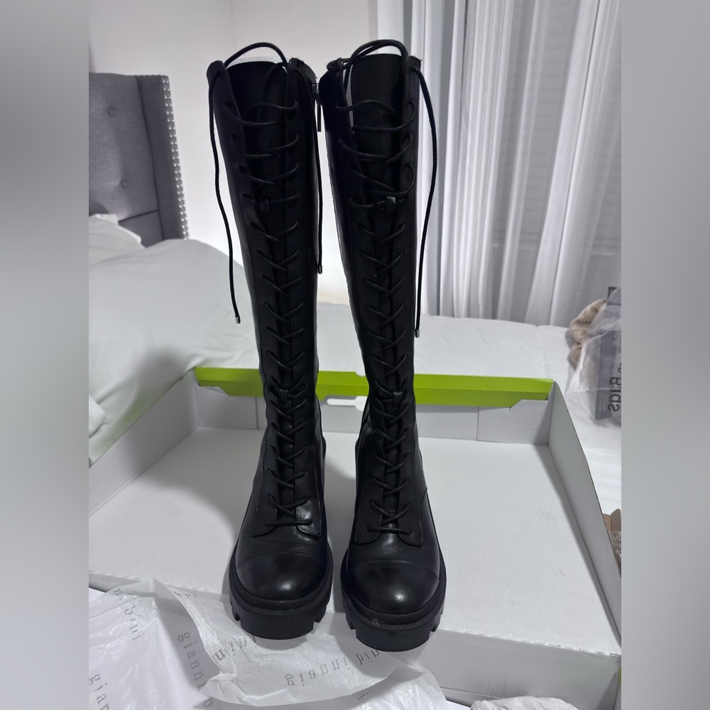 Platform Lace & zip Boots | by Gianni Bini | Black